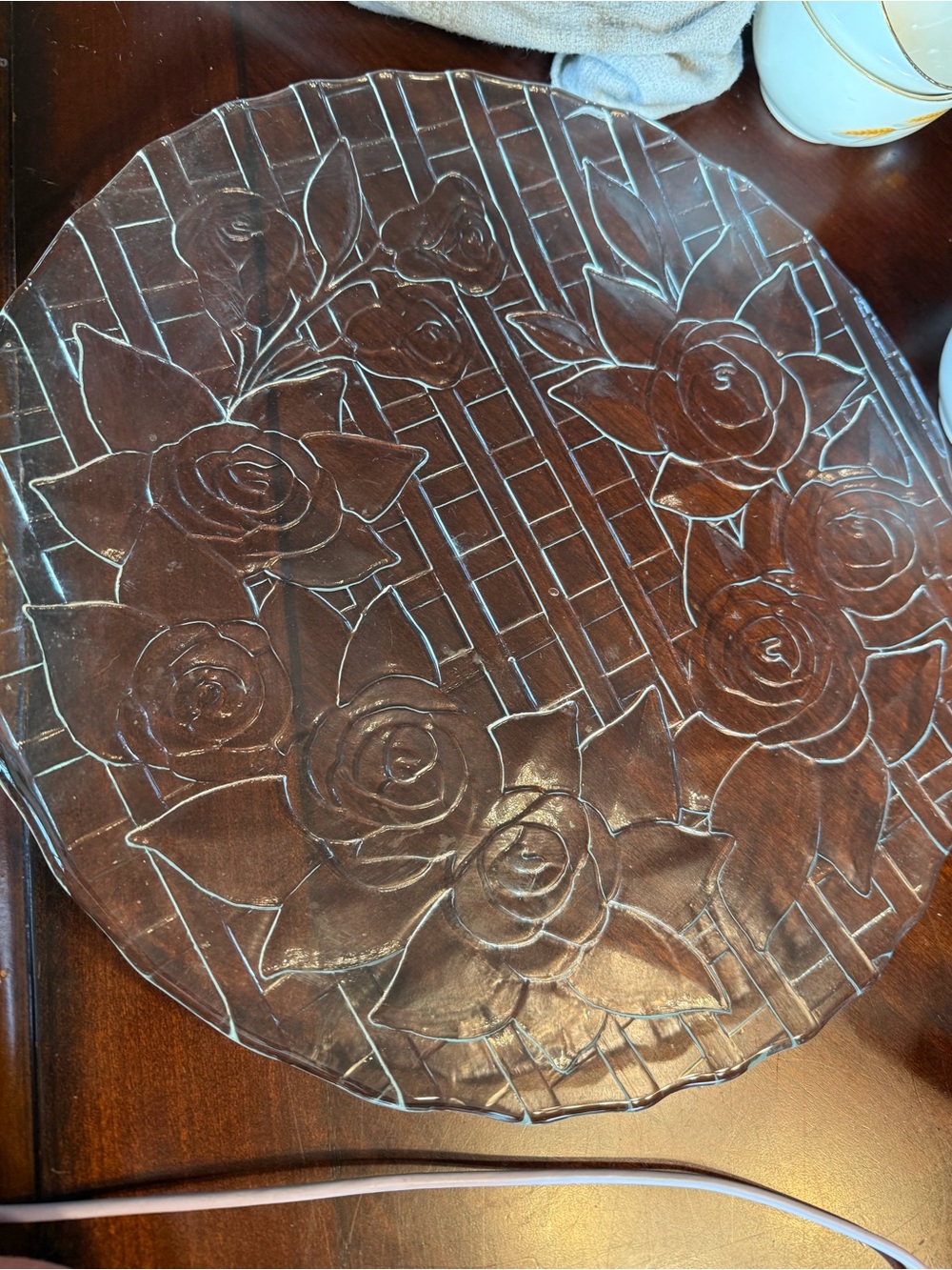 Vintage Floral Basket Serving Tray by Pilgram Glass- West Virginia Made!